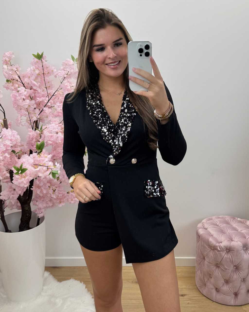 Playsuit Christy silver/zwart