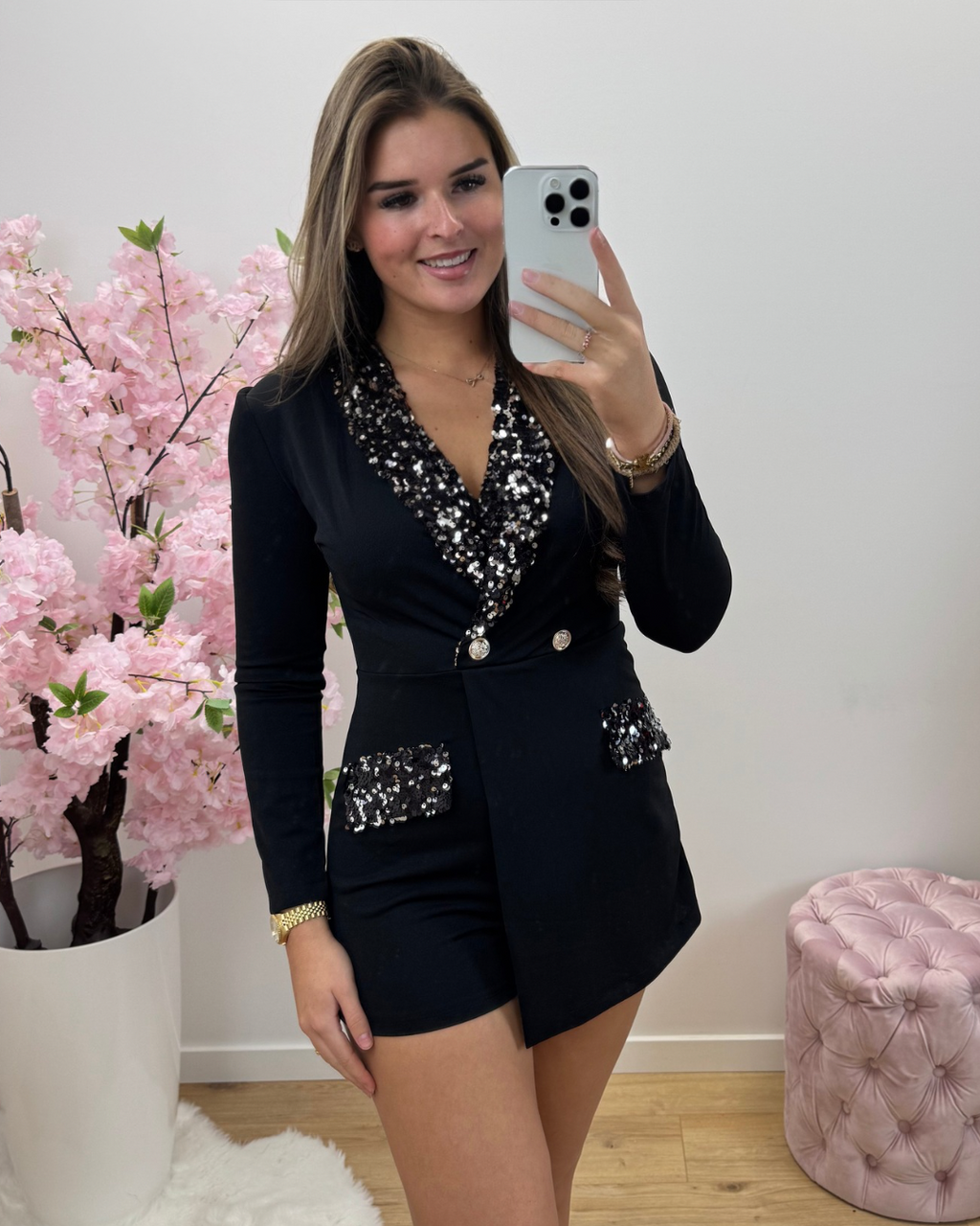 Playsuit Christy silver/zwart