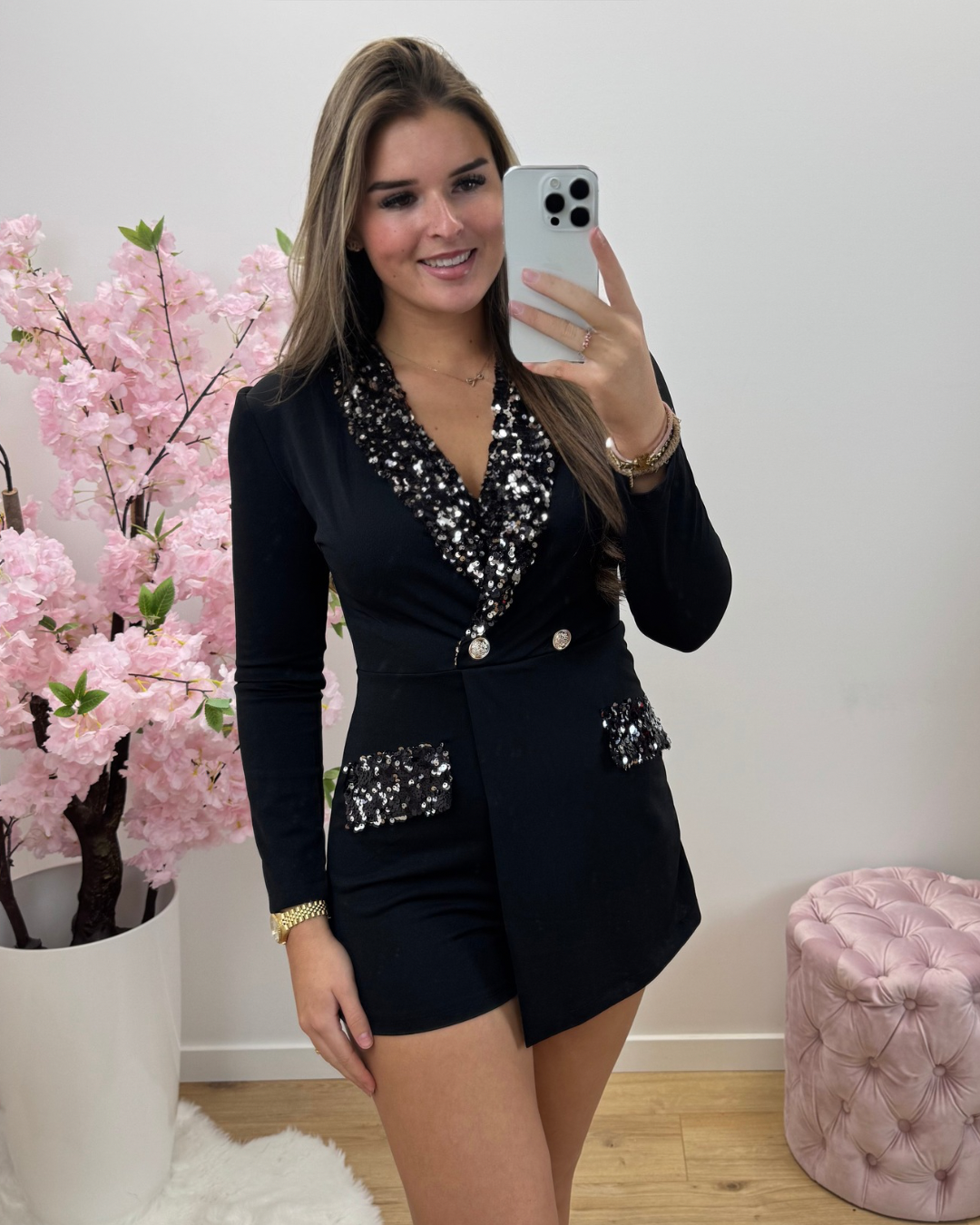 Playsuit Christy silver/zwart