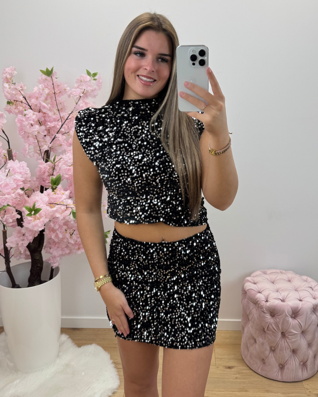 Set Cherry silver/zwart