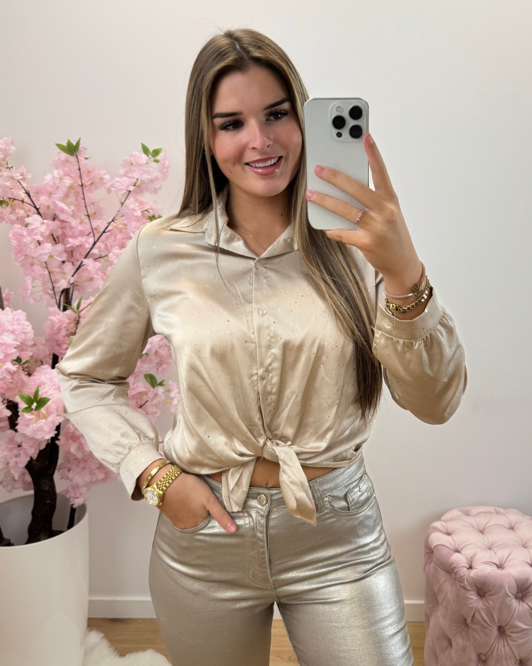 Blouse Shiny goud