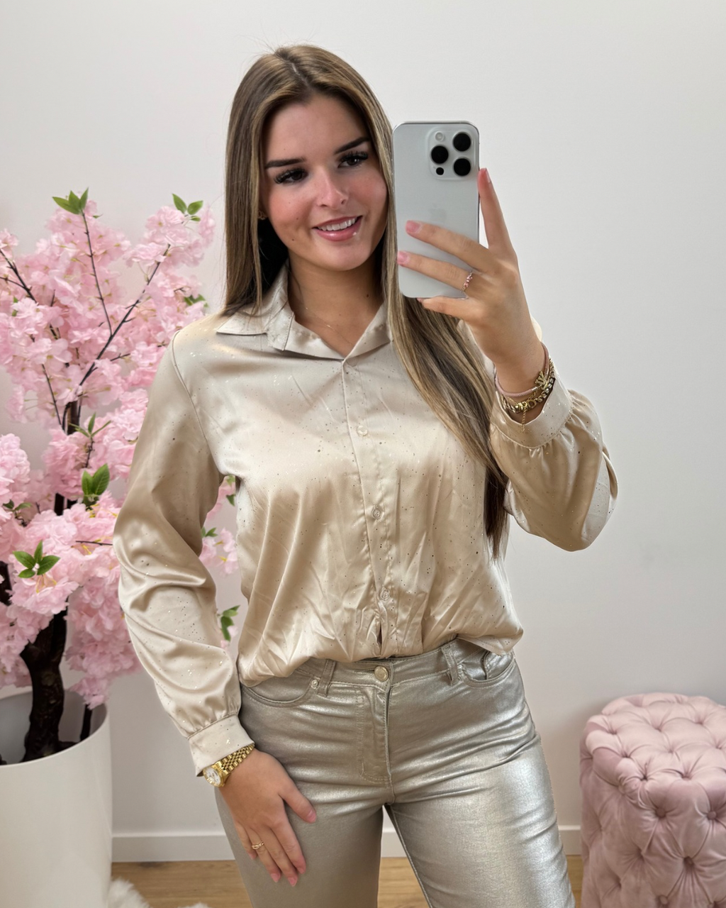 Blouse Shiny goud