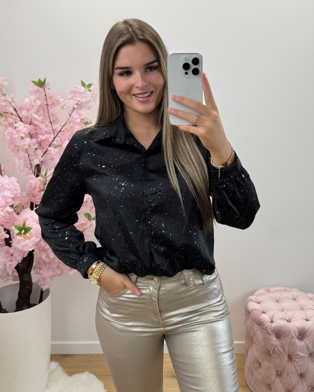 Blouse Shiny zwart