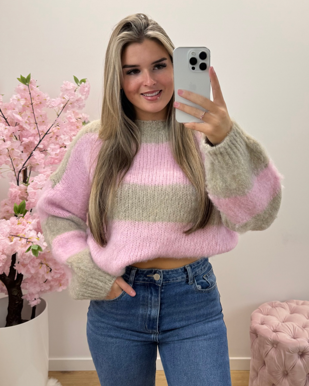 Trui Puck beige/roze