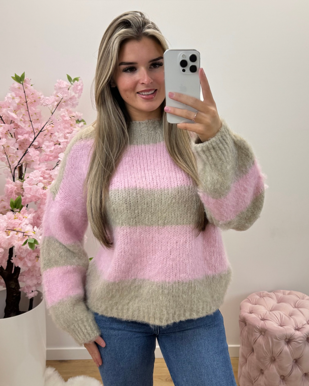 Trui Puck beige/roze