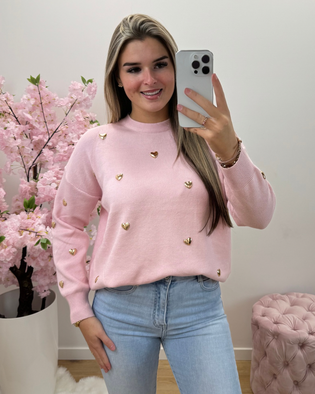 Trui Hearts roze