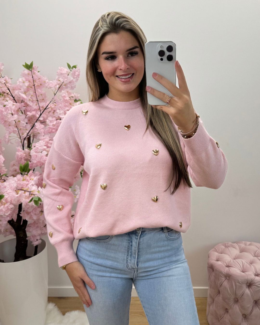 Trui Hearts roze