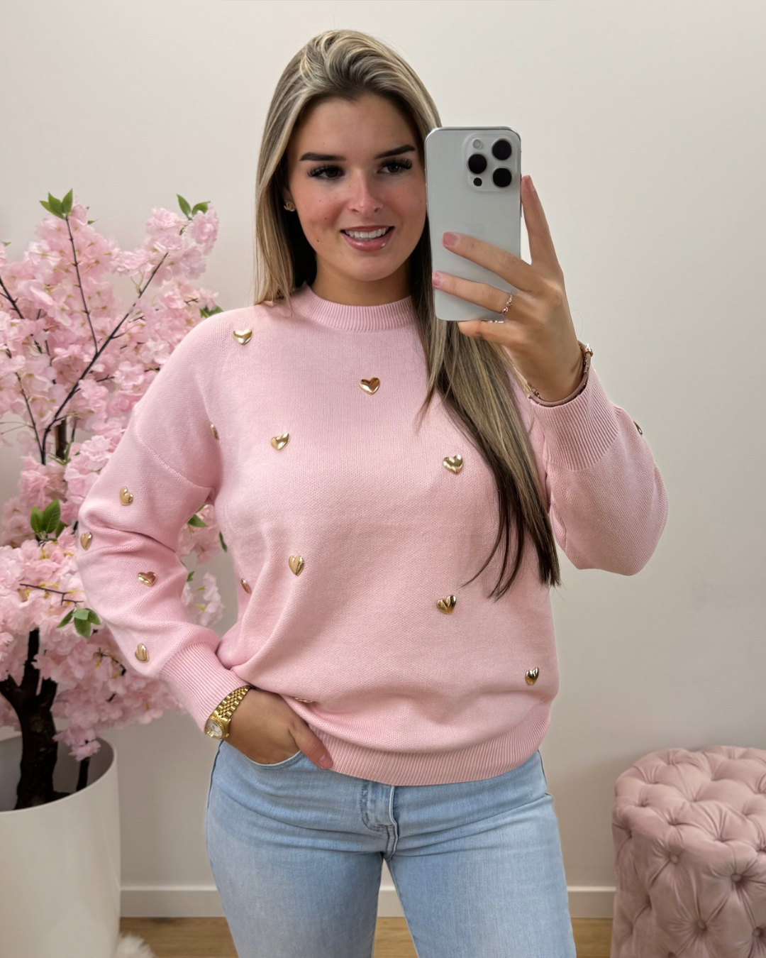 Trui Hearts roze