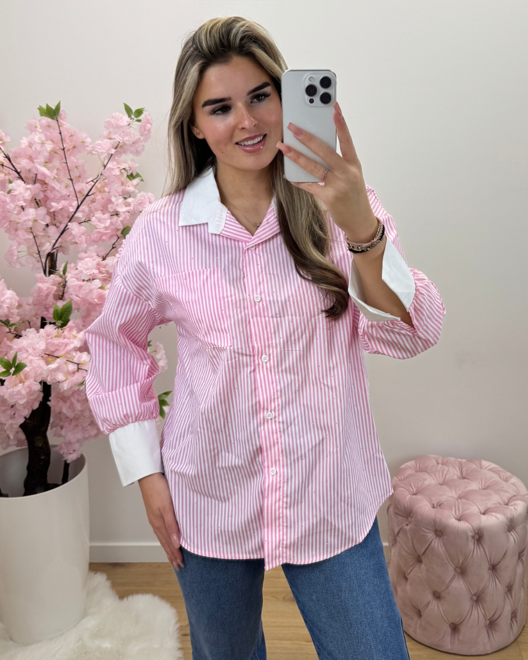 Blouse Shiny roze