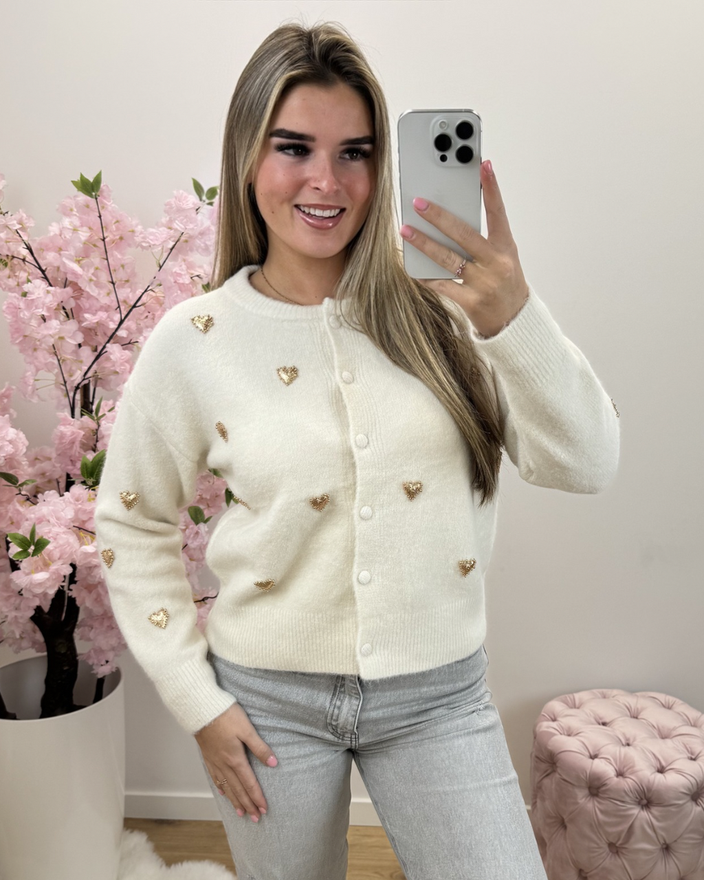 Vest Hearts beige