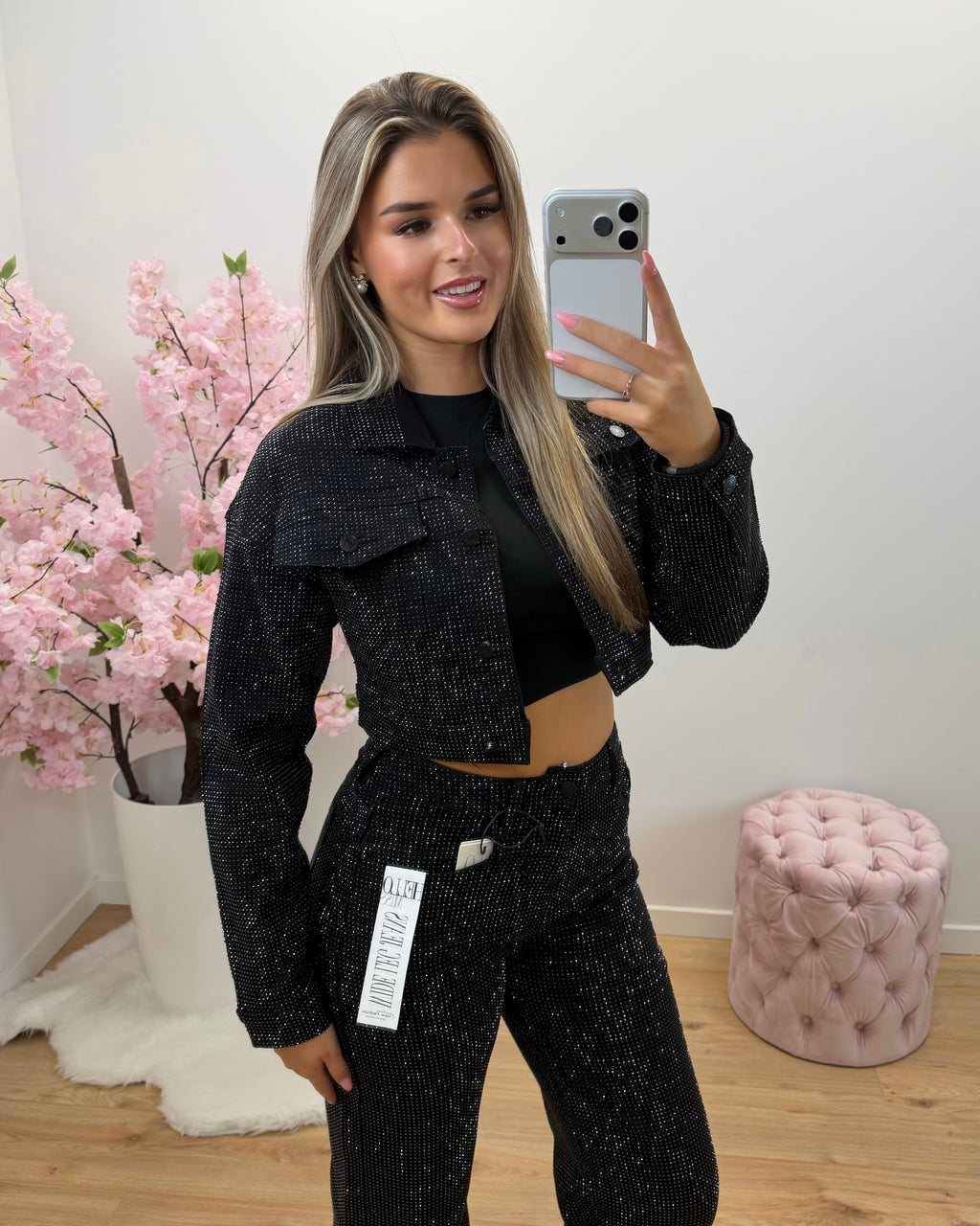 Jas Glitter Hello Miss zwart