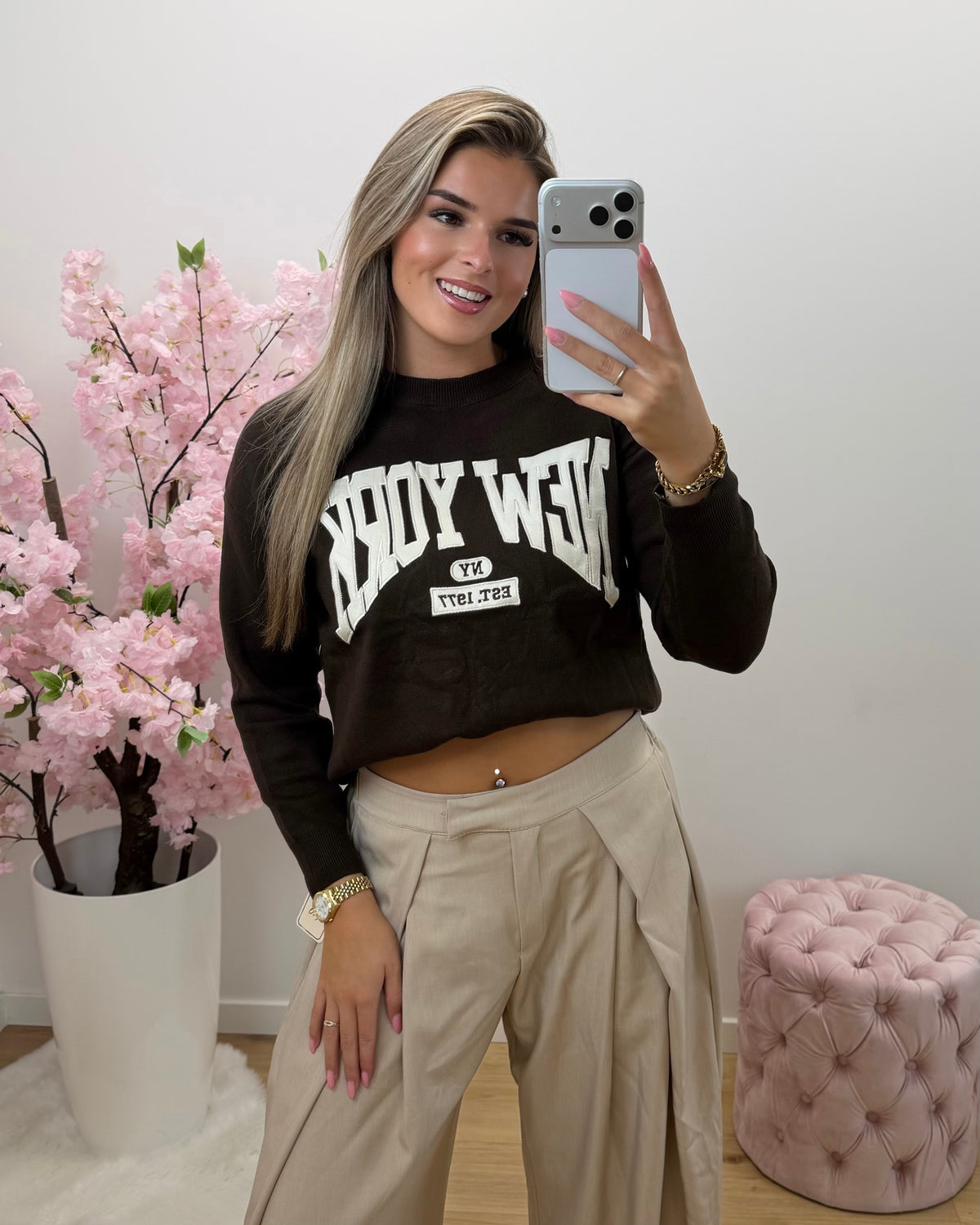 Trui New York bruin
