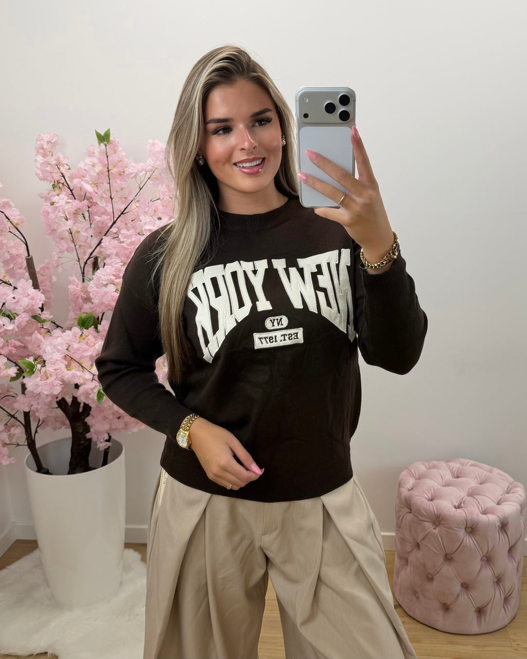 Trui New York bruin