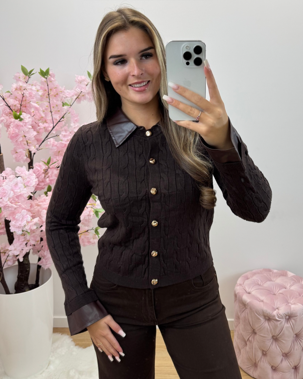 Trui/Vest Leila bruin