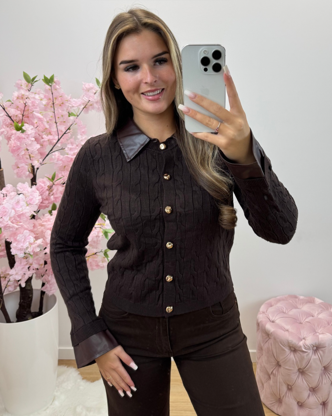 Trui/Vest Leila bruin