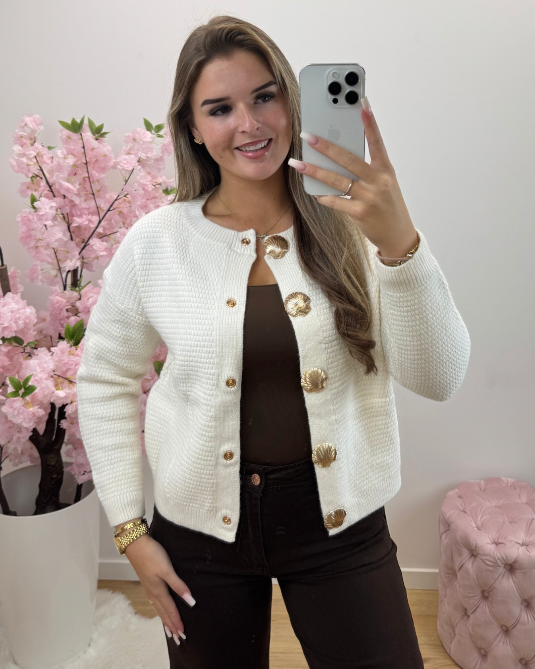 Trui/Vest Schelp crème