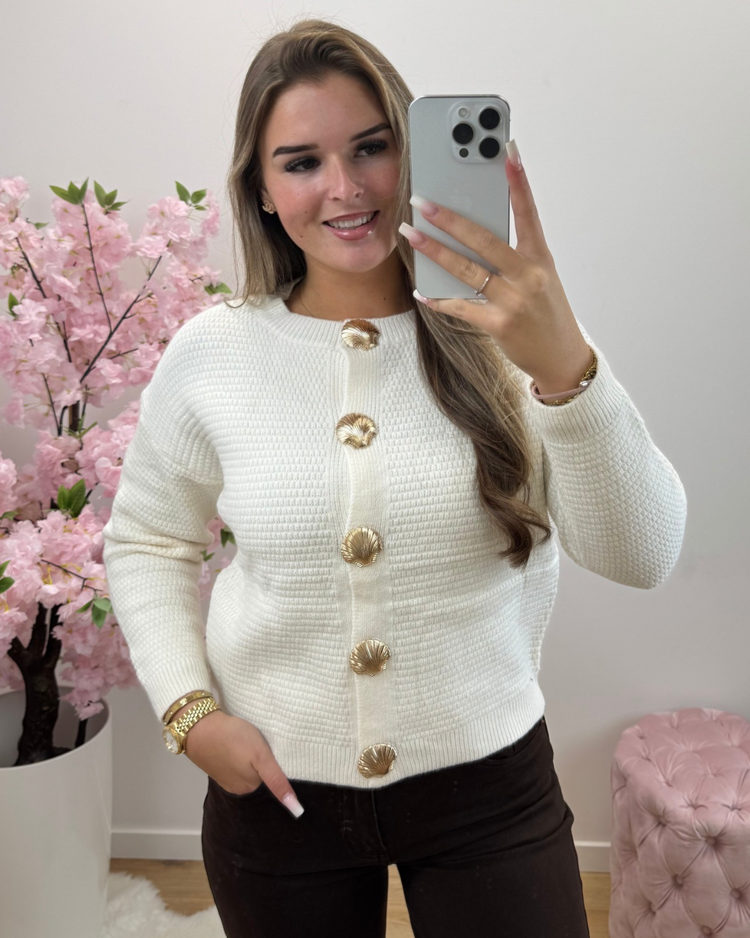 Trui/Vest Schelp crème